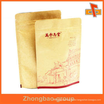 Guangzhou Fabrik laminiert Material Lebensmittel Grad bedruckbare Selbststand fertigen Kraftpapier Tasche für Kaffee